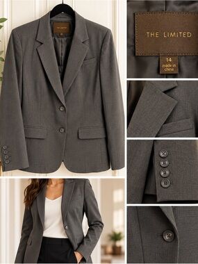 Women’s, The Limited, gray blazer, size 14. Worn one season. Smoke free home.